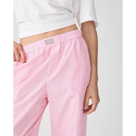 J. Crew Cotton Poplin Pajama Pant Stripe Regal Rose Pink Size M - Picture 2 of 7